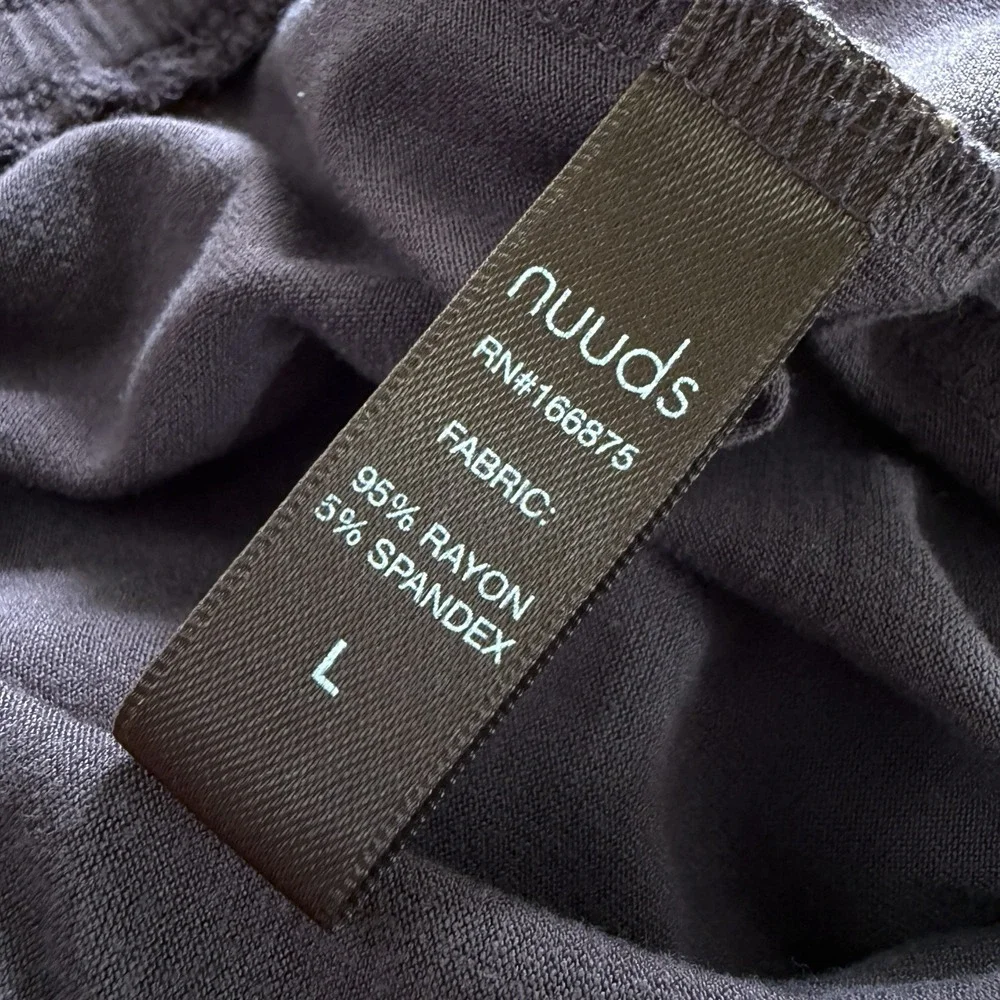 Nuuds Pants Womens Large Pajama Lounge Wide Leg Coffee Brown Lightweight Stretch